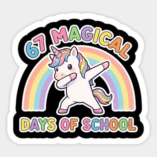67 Magical Days Of School Unicorn Dab Rainbow Sticker